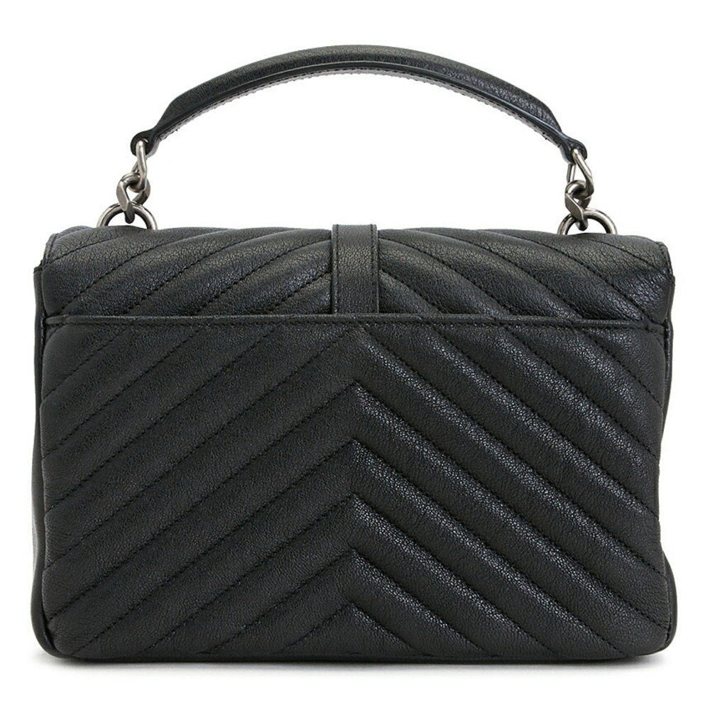 Saint Laurent College Bag shoulder bag chevron quilted leather Black - Picture 4 of 10